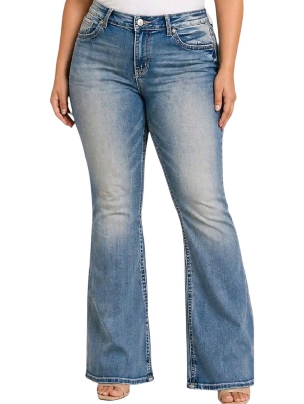 Lane Bryant Light Wash Blue Flare Stretch Comfy Denim Jeans Plus Sized 22